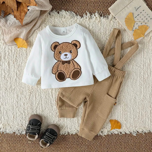 Baby Boys 2-Piece Autumn Bear Top & Overalls Set (1-3Y)