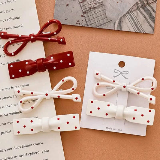 Cute Red Polka Dot Bow Hair Clip for Kids