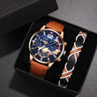 Men’s 2-Piece Calendar Watch Set – Business Casual Brown