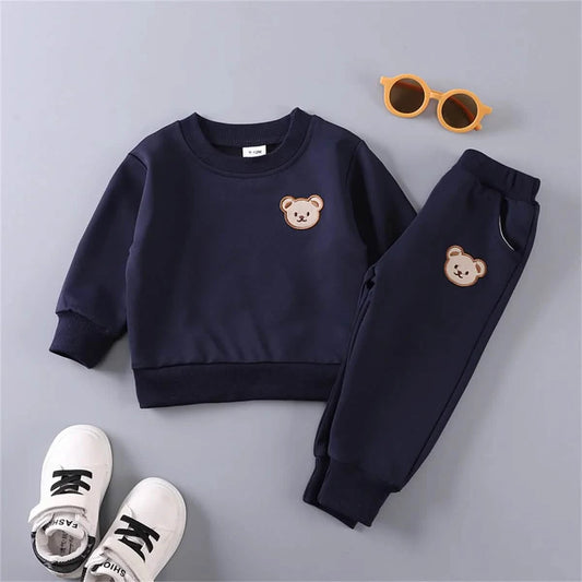 Baby Bear Embroidered Hoodie Set (2pcs) - Spring/Autumn