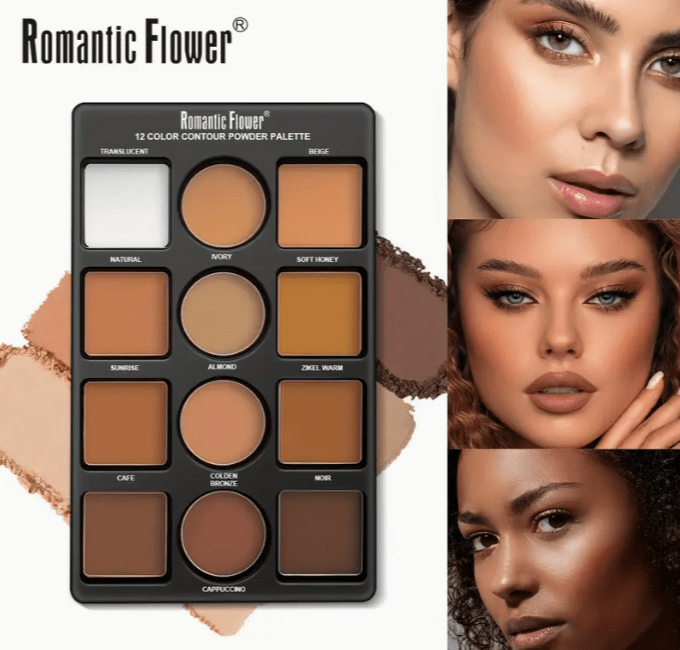 9-Color Makeup Palette Kit – 6 Contour Shades & 3 Highlighters – Long-Lasting Waterproof Beauty Tool for Women