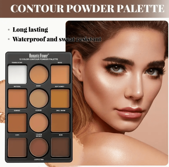 9-Color Makeup Palette Kit – 6 Contour Shades & 3 Highlighters – Long-Lasting Waterproof Beauty Tool for Women