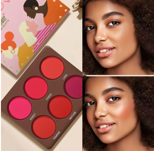 6-Color Waterproof Matte Blush Palette – Buildable Coverage, Long-Lasting & Natural Finish