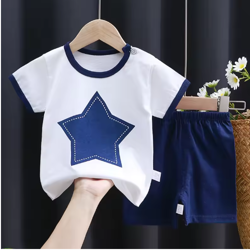 Kids Summer Clothes Set – Baby Boy/Girl Cotton T-Shirt & Shorts, Cartoon Design