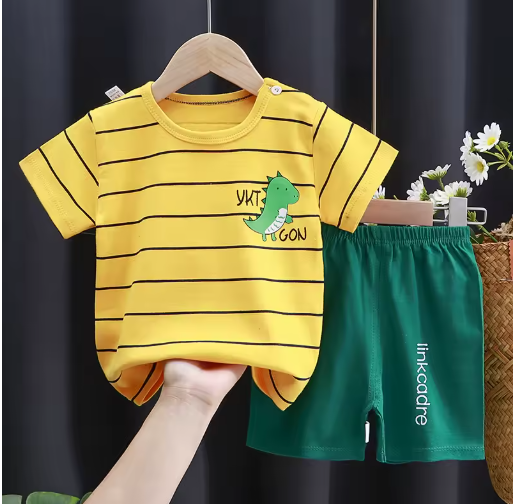 Kids Summer Clothes Set – Baby Boy/Girl Cotton T-Shirt & Shorts, Cartoon Design