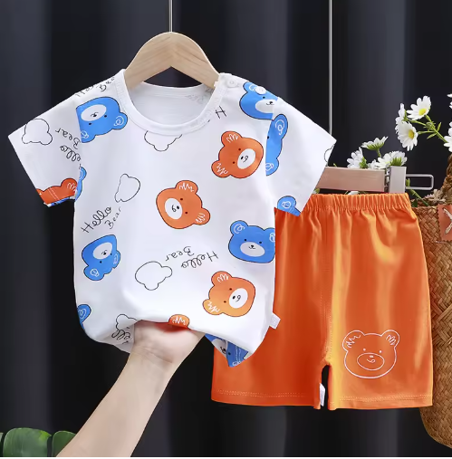 Kids Summer Clothes Set – Baby Boy/Girl Cotton T-Shirt & Shorts, Cartoon Design
