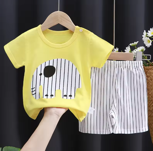 Kids Summer Clothes Set – Baby Boy/Girl Cotton T-Shirt & Shorts, Cartoon Design