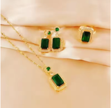 Emerald Perfume Bottle Jewelry Set – 3-Piece Necklace, Earrings & Ring | Elegant Wedding, Banquet & Birthday Gift for Women