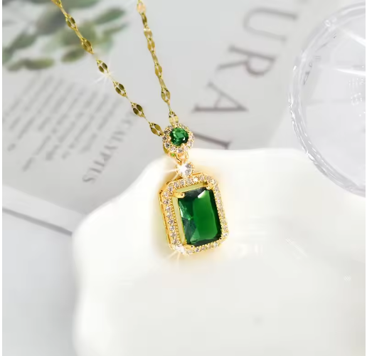 Emerald Perfume Bottle Jewelry Set – 3-Piece Necklace, Earrings & Ring | Elegant Wedding, Banquet & Birthday Gift for Women
