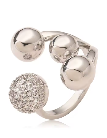 2025 Geometric Ball Ring for Women – Silver/Gold High Polish Zircon Copper Ring | Unique Fashion Jewelry