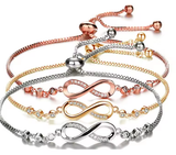Adjustable Infinity Bracelet for Women – Crystal Figure 8 Design with Micro-Inset Zircon | Elegant Hand Jewelry