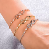 Adjustable Infinity Bracelet for Women – Crystal Figure 8 Design with Micro-Inset Zircon | Elegant Hand Jewelry
