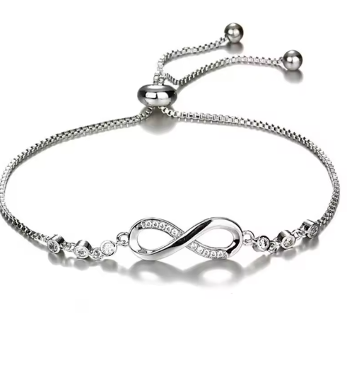 Adjustable Infinity Bracelet for Women – Crystal Figure 8 Design with Micro-Inset Zircon | Elegant Hand Jewelry