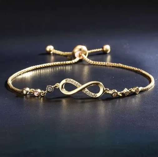 Adjustable Infinity Bracelet for Women – Crystal Figure 8 Design with Micro-Inset Zircon | Elegant Hand Jewelry