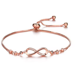Adjustable Infinity Bracelet for Women – Crystal Figure 8 Design with Micro-Inset Zircon | Elegant Hand Jewelry