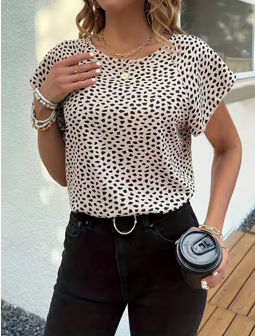 Women's Summer Dress with Butterfly Sleeves – Polka Dot Print, Stylish & Breathable