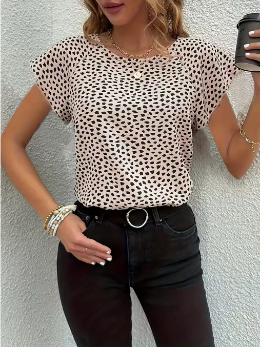 Women's Summer Dress with Butterfly Sleeves – Polka Dot Print, Stylish & Breathable