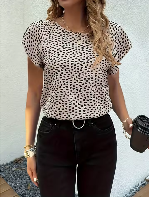 Women's Summer Dress with Butterfly Sleeves – Polka Dot Print, Stylish & Breathable