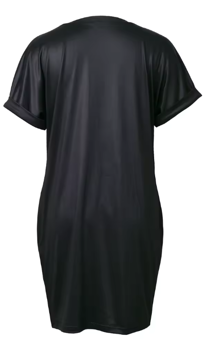 Nice-forever Women's Summer Classic Black Printed Dress – Elegant & Casual Short Sleeve Dress MY653
