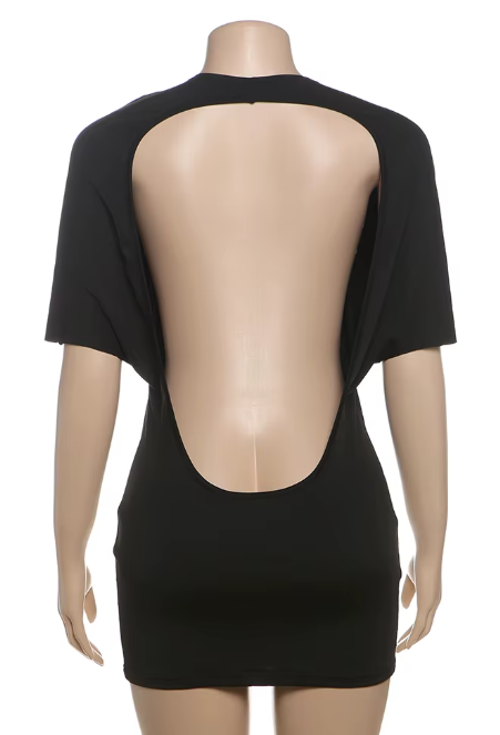 Women’s Solid Backless Mini Dress – Summer Chic, Half Sleeve, Body-Shaping Party Dress
