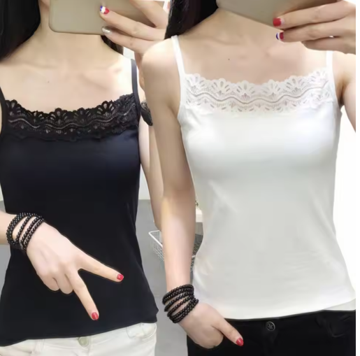 Women's Summer Lace Camisole – Spaghetti Strap Sleeveless Top