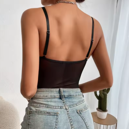 Women’s Sexy Deep V-Neck Bodysuit – Shaping Lingerie with Padded Bra