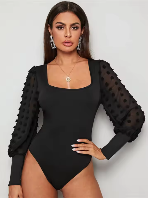 Women’s Sexy Bandage Bodysuit – Slim Fit Long Sleeve Jumpsuit