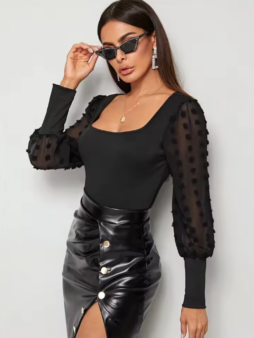 Women’s Sexy Bandage Bodysuit – Slim Fit Long Sleeve Jumpsuit