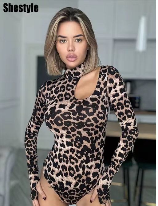 Shestyle Leopard Bodysuit with High Neck – Winter Style 2025