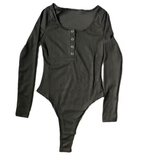 Women’s Ribbed Knit Bodysuit with Long Sleeves – Slim Fit V-Neck