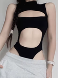 IAMSURE Sleeveless Hollow-Out Bodysuit – Slim Fit Clubwear for Women
