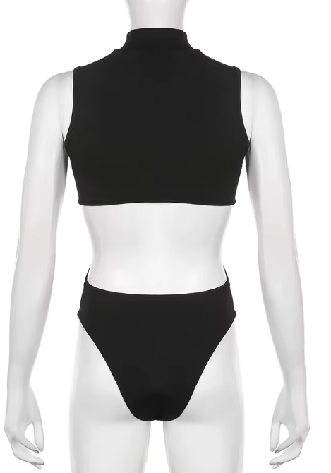 IAMSURE Sleeveless Hollow-Out Bodysuit – Slim Fit Clubwear for Women
