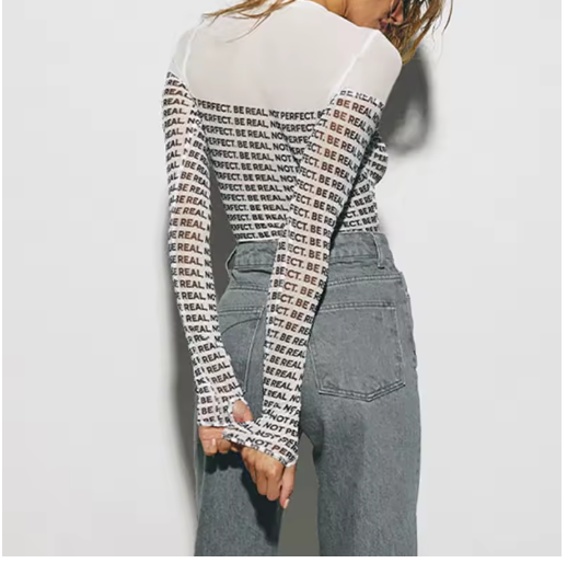Abrini Mesh Transparent Bodysuit – Long Sleeve Y2K Style for Women