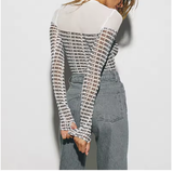Abrini Mesh Transparent Bodysuit – Long Sleeve Y2K Style for Women