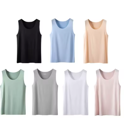 Women's Ice Silk Seamless Tank Top – Basic Sleeveless O-Neck Racerback Vest – Lightweight Solid Color Undershirt for Yoga & Everyday Wear