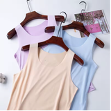 Women's Ice Silk Seamless Tank Top – Basic Sleeveless O-Neck Racerback Vest – Lightweight Solid Color Undershirt for Yoga & Everyday Wear