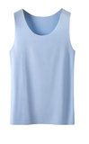 Women's Ice Silk Seamless Tank Top – Basic Sleeveless O-Neck Racerback Vest – Lightweight Solid Color Undershirt for Yoga & Everyday Wear
