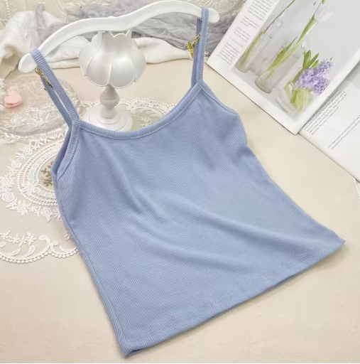 Summer Solid Color Camisole – Slim Fit Thread Vest for Girls & Students