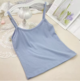 Summer Solid Color Camisole – Slim Fit Thread Vest for Girls & Students