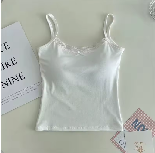 Women's Lace Padded Camisole – Cute Strap Tank Top with Removable Bra