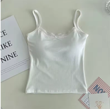 Women's Lace Padded Camisole – Cute Strap Tank Top with Removable Bra