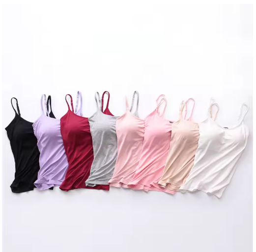 Sexy Solid Color Spaghetti Strap Camisole with Padded Bra