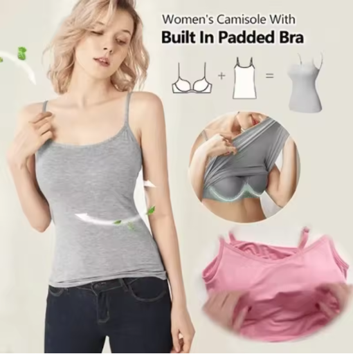 Sexy Solid Color Spaghetti Strap Camisole with Padded Bra