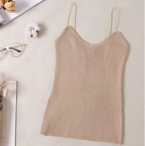 Heliar Women's Solid Spaghetti Strap Crop Tank Top – Slim Fit, Sleeveless, O-Neck Basic Cami