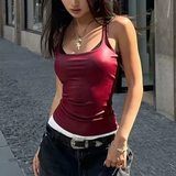 Women's Lace-Up Slim Tank Top – Square Neck Sleeveless One-Piece