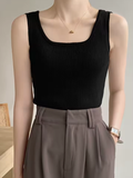 Women's Ribbed Knit Tank Top – Vintage-Inspired Sleeveless Camisole