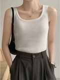 Women's Ribbed Knit Tank Top – Vintage-Inspired Sleeveless Camisole