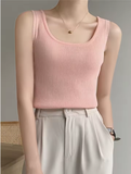 Women's Ribbed Knit Tank Top – Vintage-Inspired Sleeveless Camisole