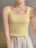 Women's Ribbed Knit Tank Top – Vintage-Inspired Sleeveless Camisole