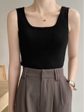 Women's Ribbed Knit Tank Top – Vintage-Inspired Sleeveless Camisole